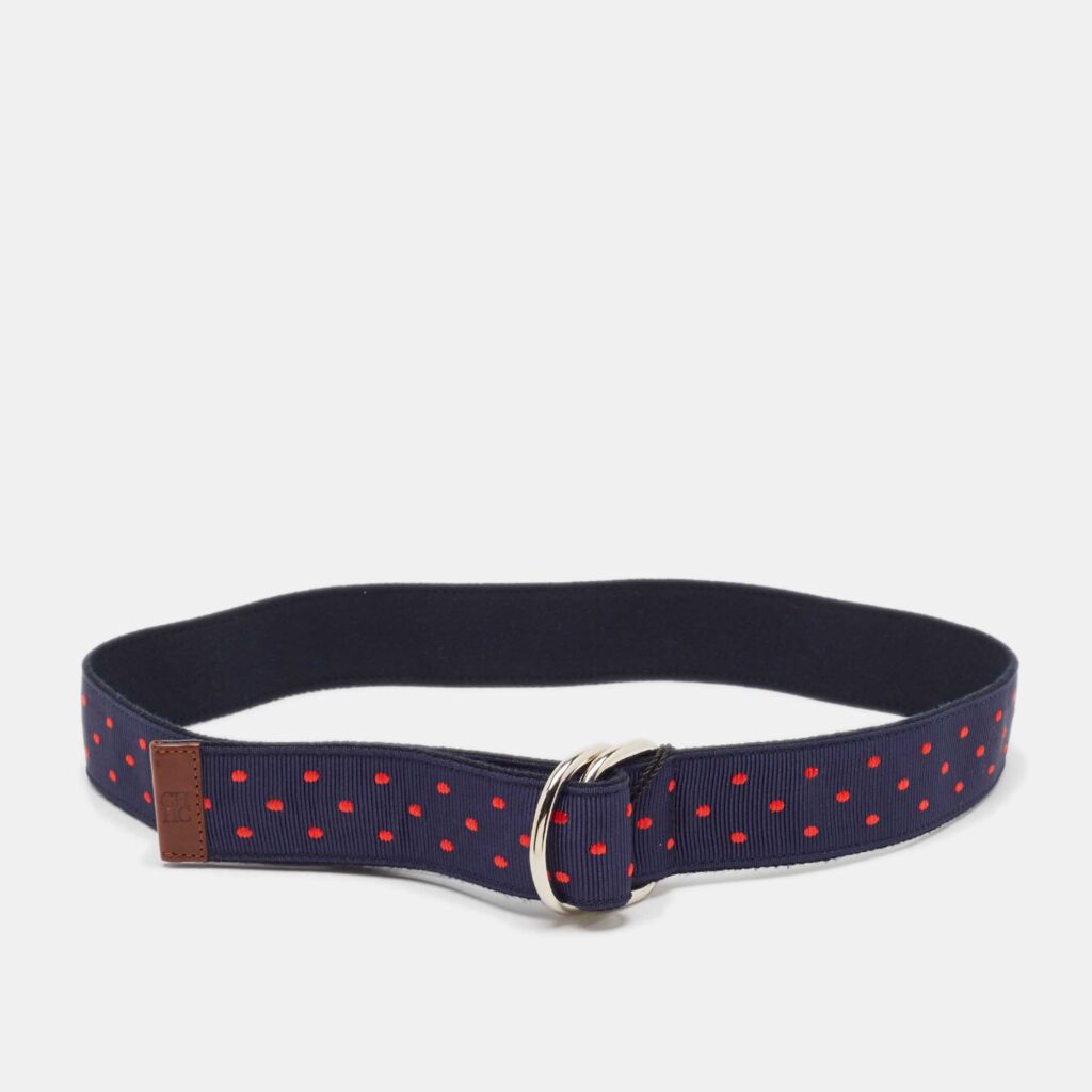 luxury-women-ch-carolina-herrera-used-accessories-p1042977-004 CH Carolina Herrera Navy Blue/Red Polka Dot Grosgrain Belt 90 CM