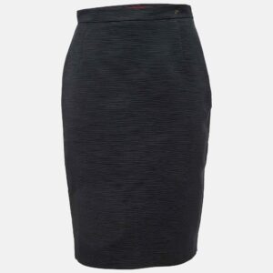 CH Carolina Herrera Black Ridged Cotton Blend Short Skirt S