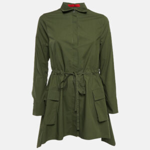 CH Carolina Herrera Olive Green Cotton Drawstring Asymmetric Tunic M