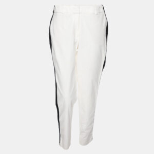 CH Carolina Herrera White Cotton Blend Side Tape Trousers M