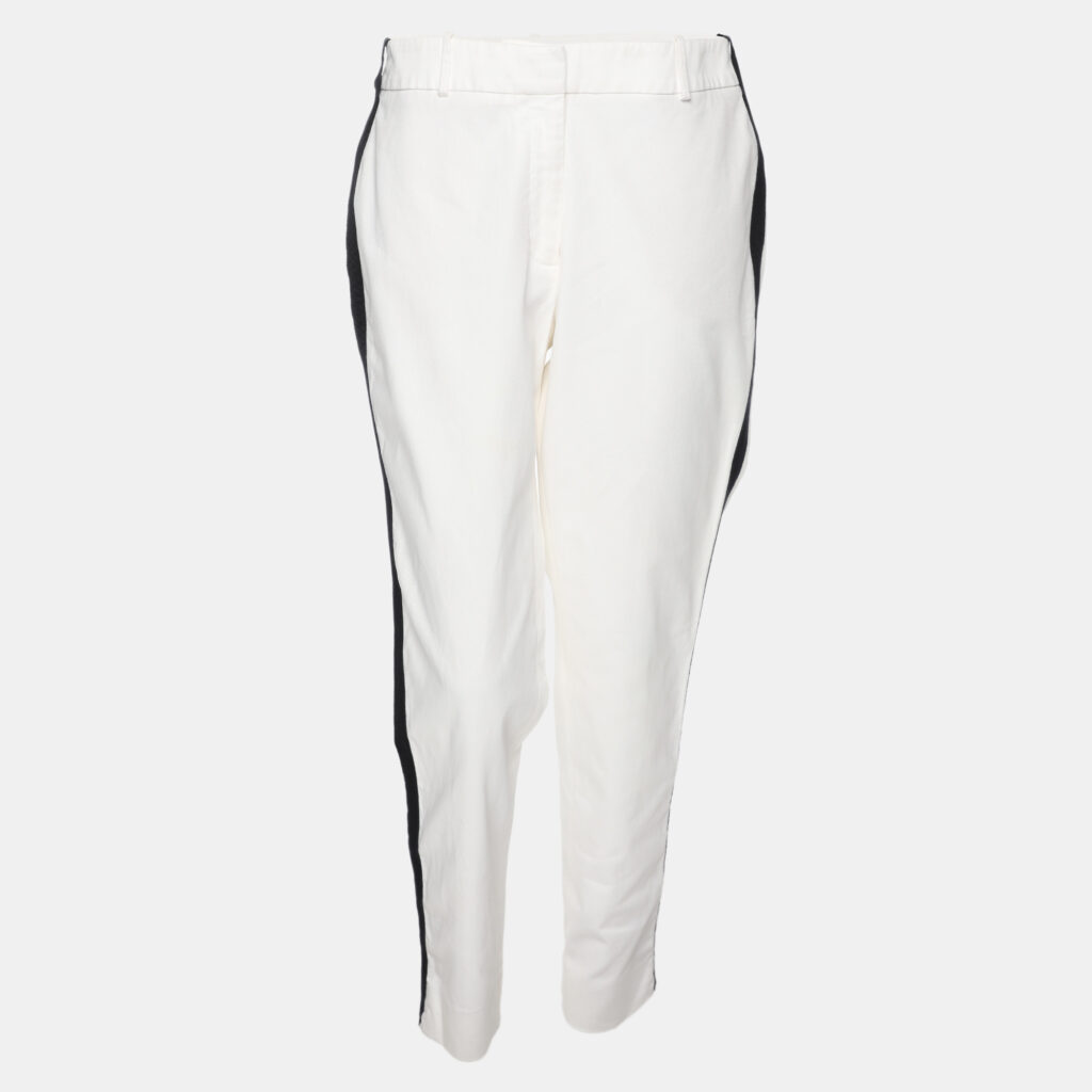 luxury-women-ch-carolina-herrera-used-clothes-p1116943-001 CH Carolina Herrera White Cotton Blend Side Tape Trousers M