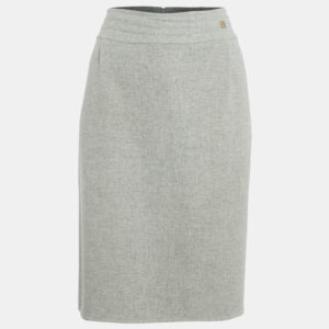 CH Carolina Herrera Grey Wool Knee-Length Skirt XL