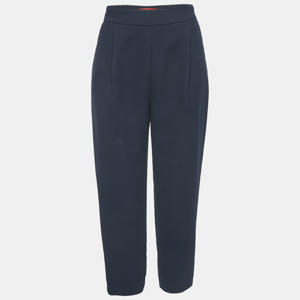 luxury-women-ch-carolina-herrera-used-clothes-p1141796-003 CH Carolina Herrera Navy Blue Crepe Pleated Formal Trousers XS