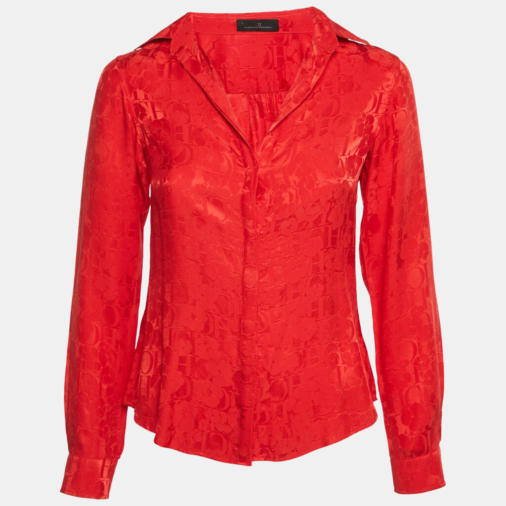 luxury-women-ch-carolina-herrera-used-clothes-p1144570-001 CH Carolina Herrera Red CH Flora Jacquard Satin Shirt S