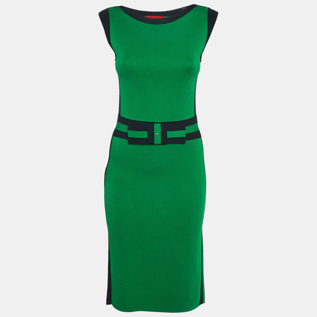 luxury-women-ch-carolina-herrera-used-clothes-p1146417-002 CH Carolina Herrera Green Knit Sleeveless Short Dress XS