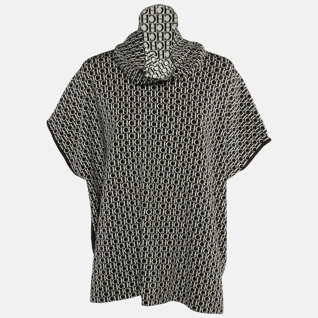 luxury-women-ch-carolina-herrera-used-clothes-p1161580-001 CH Carolina Herrera Monochrome Logo Intarsia Knit neck Wrap Detail Pullover S