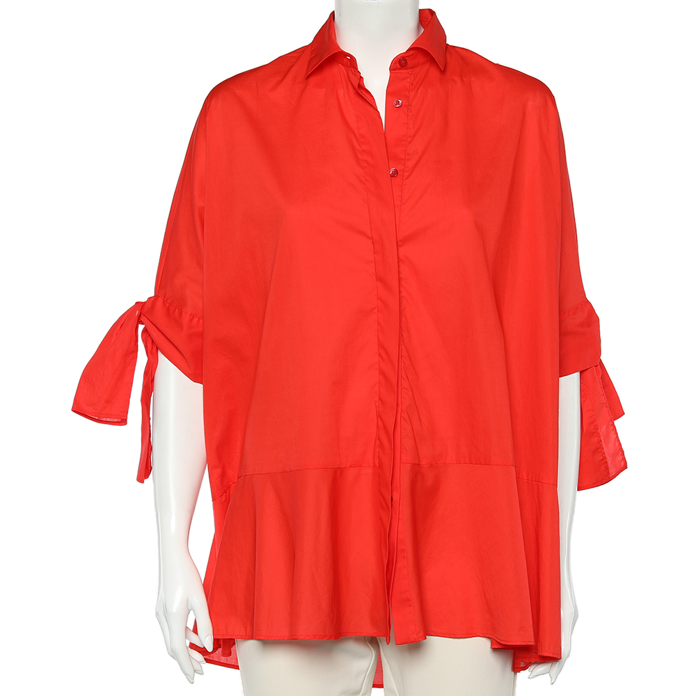 luxury-women-ch-carolina-herrera-used-clothes-p606923-001-2 CH Carolina Herrera Red Cotton Oversized Shirt S