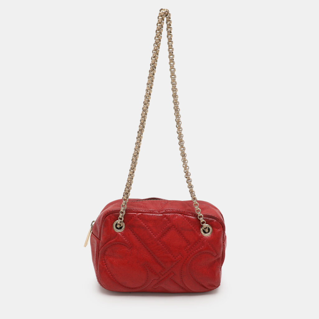 luxury-women-ch-carolina-herrera-used-handbags-p1109802-001 CH Carolina Herrera Red Leather Chain Shoulder Bag