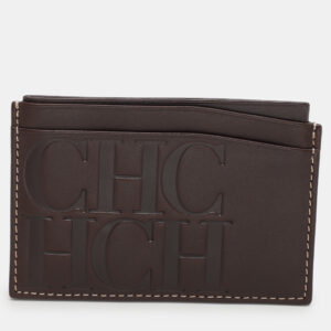 CH Carolina Herrera Brown Leather Card Holder