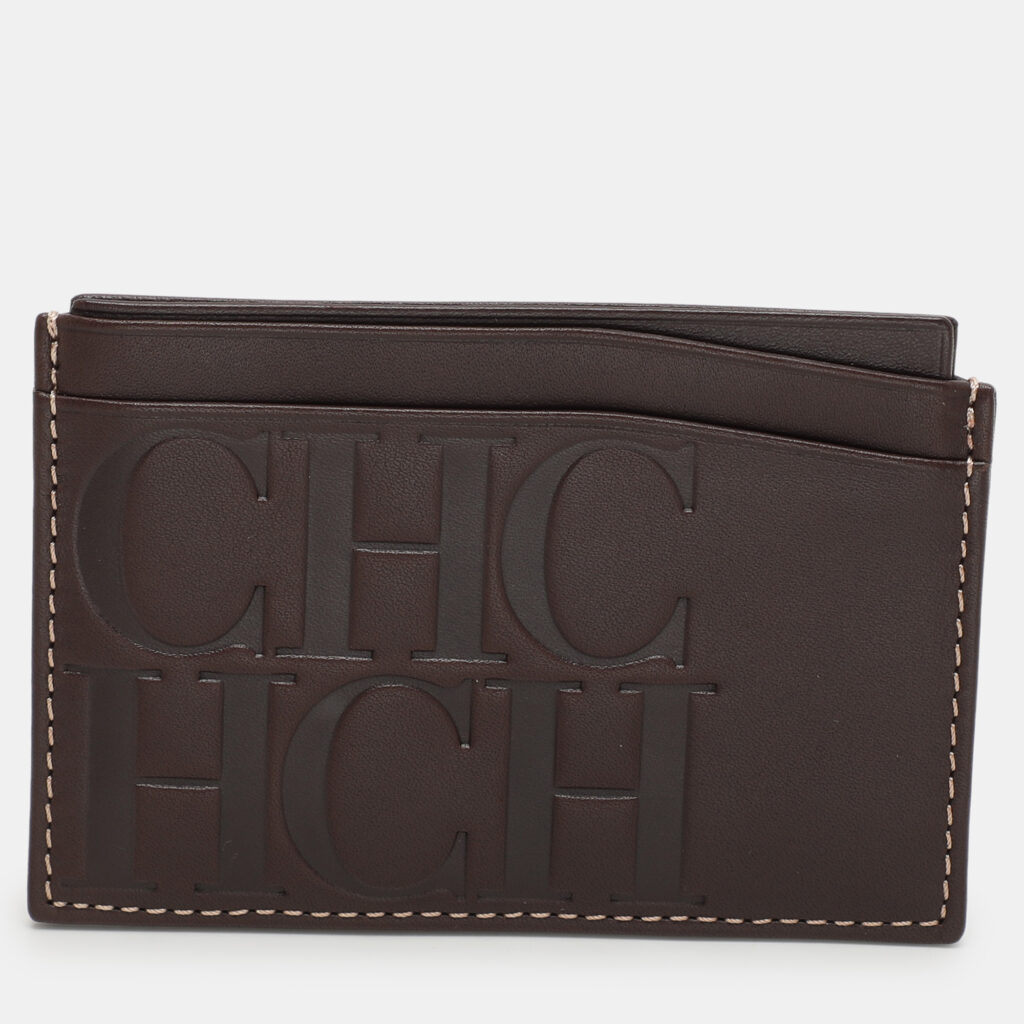 luxury-women-ch-carolina-herrera-used-handbags-p1110186-008 CH Carolina Herrera Brown Leather Card Holder