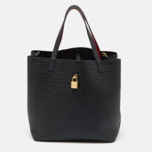 CH Carolina Herrera Black Monogram Leather Matryoshka Padlock Tote