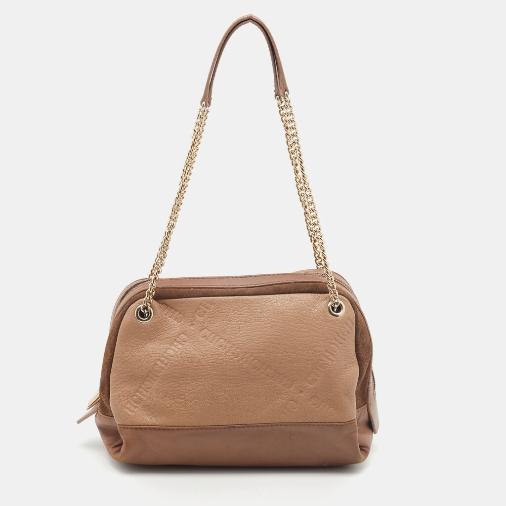 luxury-women-ch-carolina-herrera-used-handbags-p622711-012-1 CH Carolina Herrera Brown Leather And Suede Chain Satchel