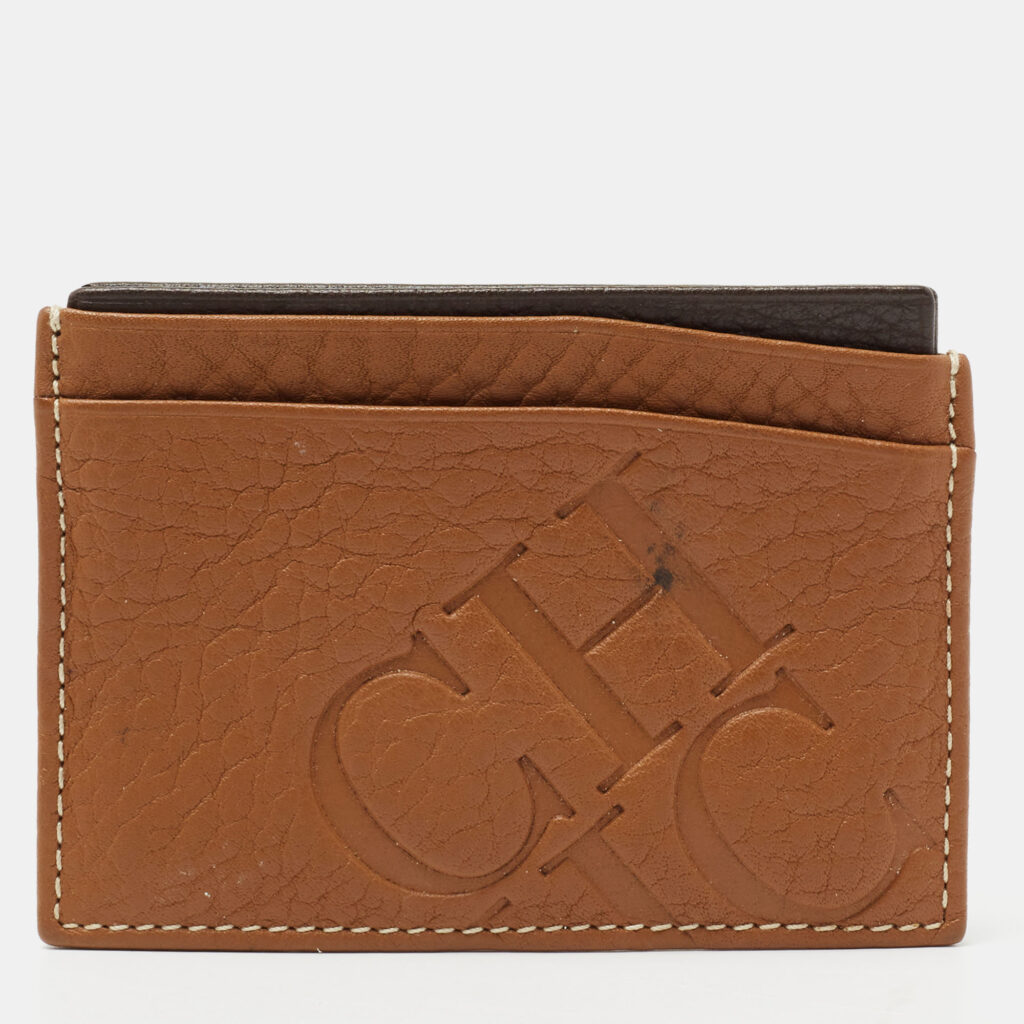 luxury-women-ch-carolina-herrera-used-handbags-p712808-010 CH Carolina Herrera Tan Monogram Embossed Leather Card Holder