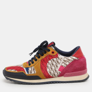 CH Carolina Herrera Multicolor Leather and Satin Low Top Sneakers Size 38