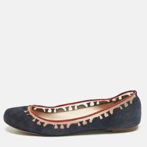 CH Carolina Herrera Navy Blue Suede Ballet Flats Size 39