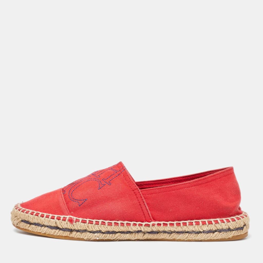 luxury-women-ch-carolina-herrera-used-shoes-p898137-004 CH Carolina Herrera Red Canvas Espadrille Flats Size 40