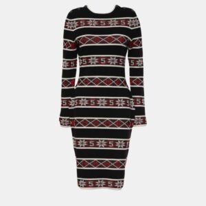 Chanel Multicolour Stripes Logo Knit Dress M