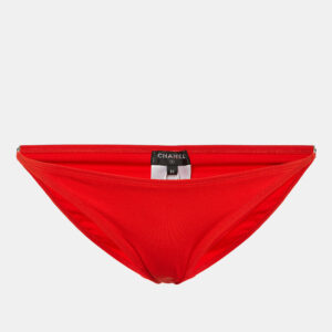 Chanel Red Jersey CC Embellished Bikini Bottom S