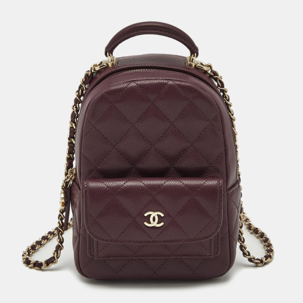 luxury-women-chanel-new-handbags-p1106532-016 Chanel Burgundy Quilted Caviar Leather Mini CC Classic Backpack