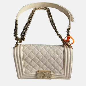 Chanel Beige Leather Small Boy Shoulder Bag