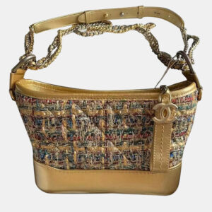 Chanel Golden Tweed and Leather Gabrielle Small Hobo Bag