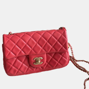Chanel Red Leather Small Flap Shoulder Bag