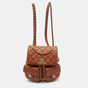 Chanel Brown Quilted Leather Mini Duma Drawstring Bag
