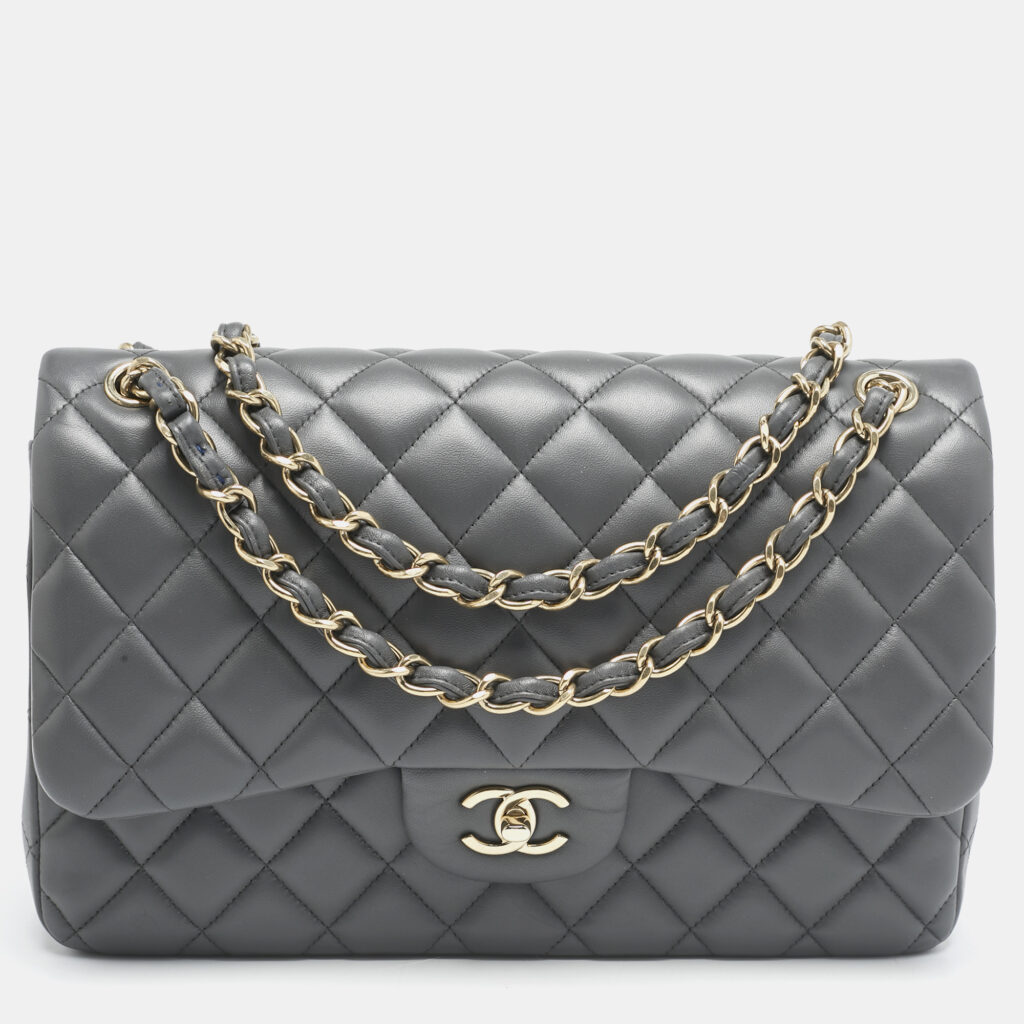 luxury-women-chanel-new-handbags-p1158104-017 Chanel Grey Quilted Leather Jumbo Classic Double Flap Bag