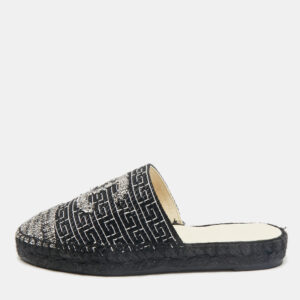 Chanel Black/White Tweed CC Espadrille Mules  Size 36