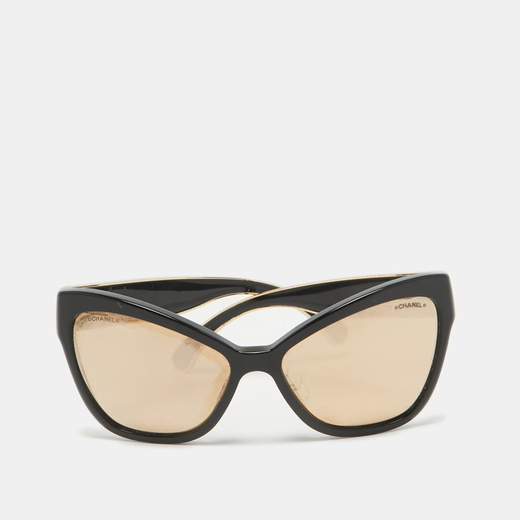 luxury-women-chanel-used-accessories-p1073994-001 Chanel Black/Gold Mirrored 5271 Cat-Eye Sunglasses