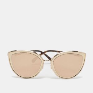 Chanel Gold/Brown Mirror 4222 Cat Eye Sunglasses