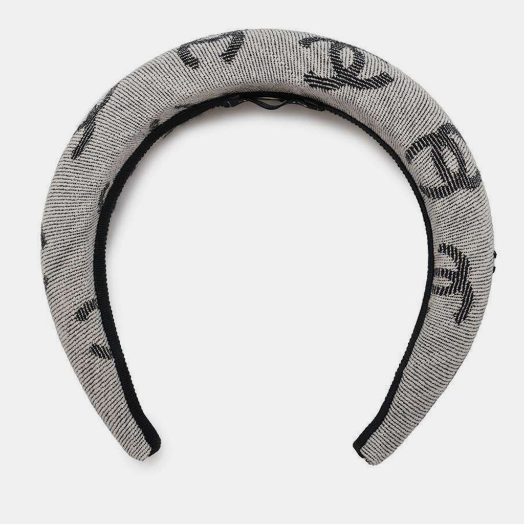 luxury-women-chanel-used-accessories-p1111149-008 Chanel Gray Cotton CC Headband