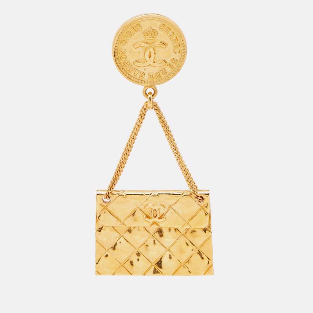 luxury-women-chanel-used-accessories-p1124926-001 Chanel Rue Cambon Bag Charm Gold Tone Brooch