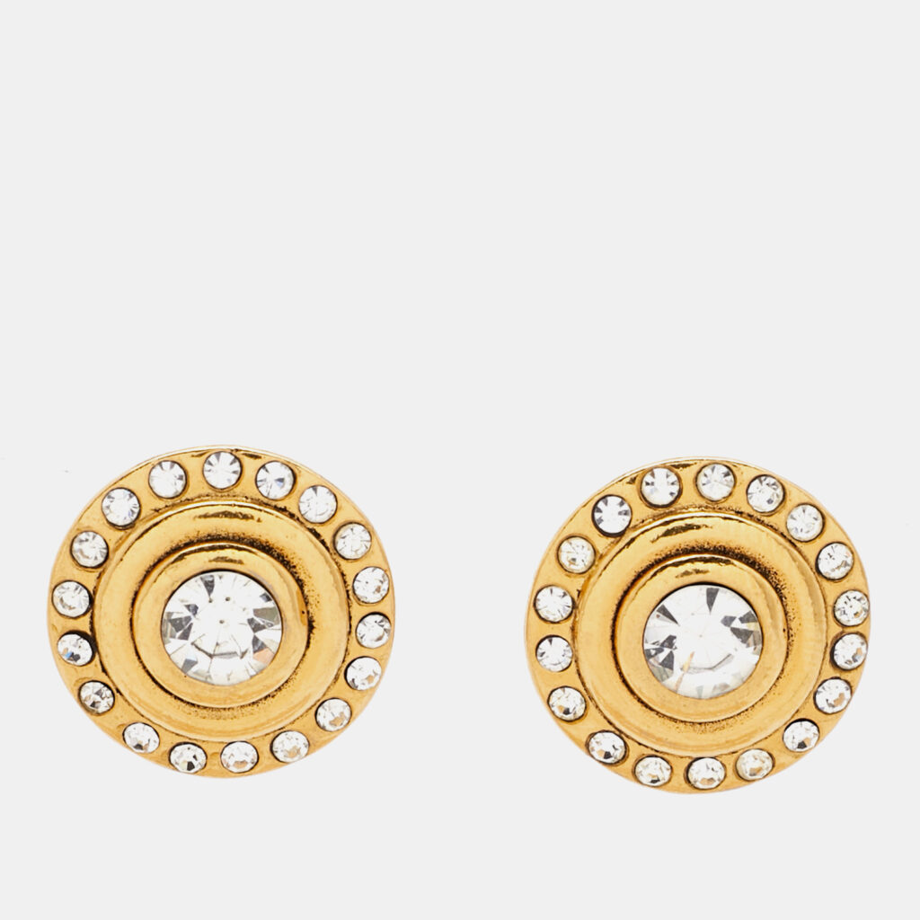 luxury-women-chanel-used-accessories-p1125181-003 Chanel CC Crystals Gold Tone Clip On Earrings