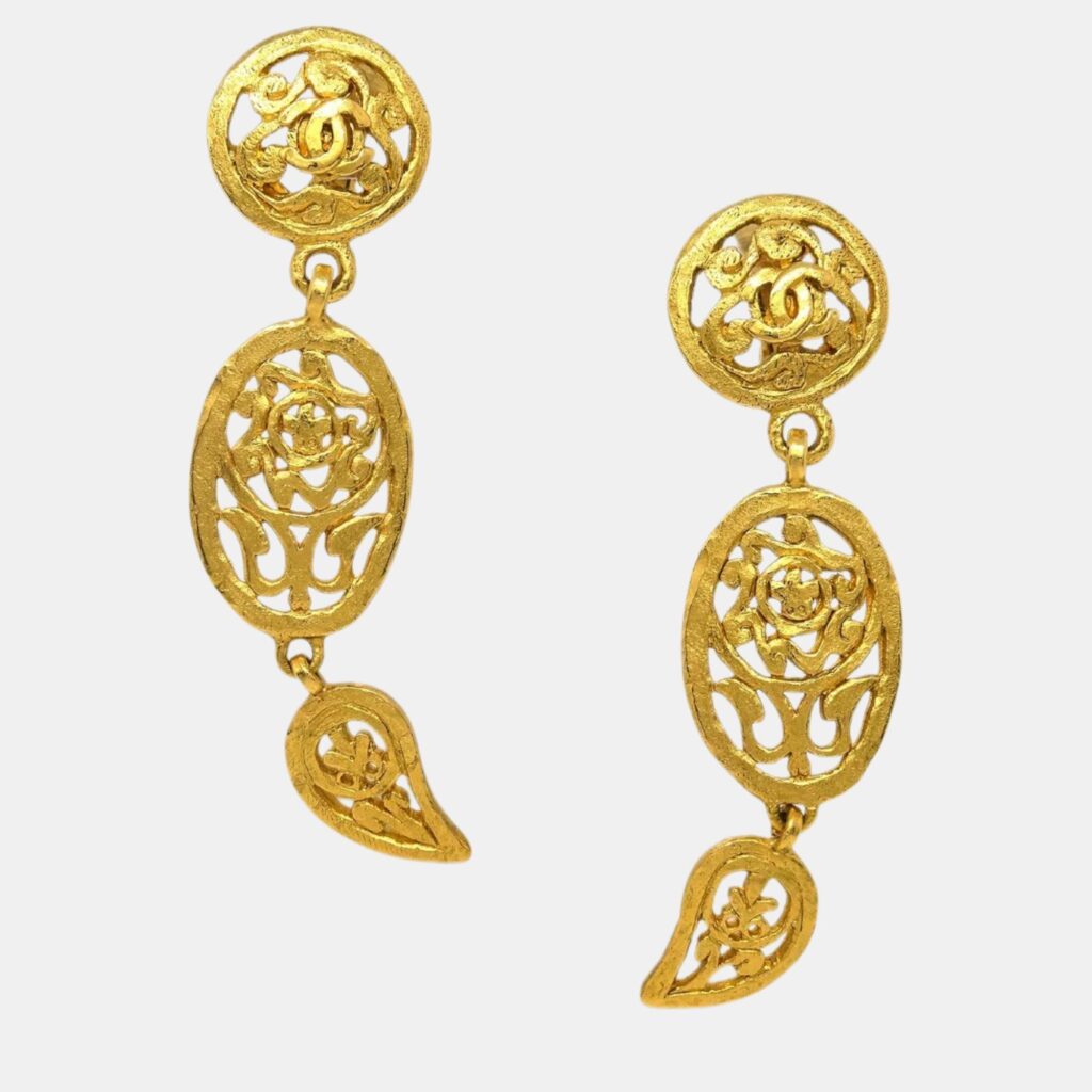 luxury-women-chanel-used-accessories-p1127440-001 Chanel Gold Plated Dangle Earrings