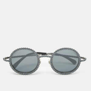 Chanel Grey/Blue 71138 Pearl Round Sunglasses