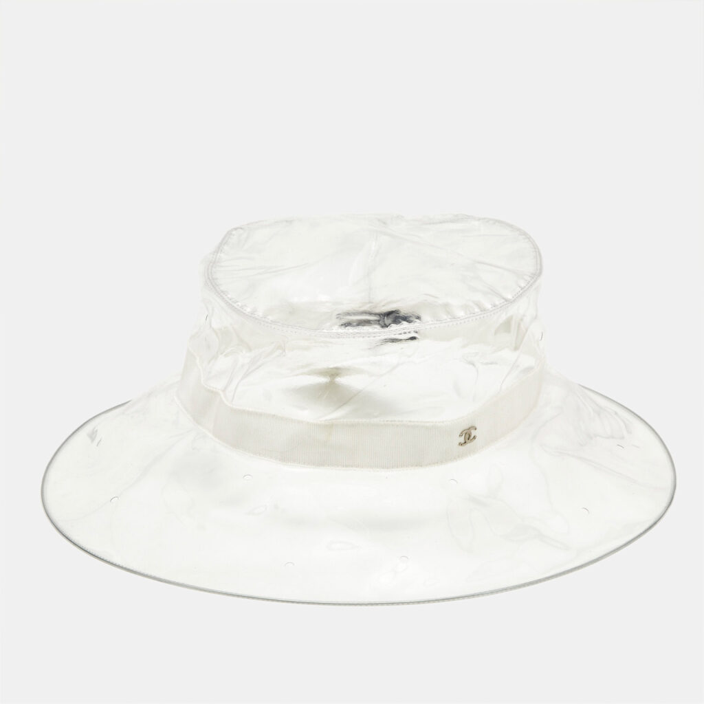 luxury-women-chanel-used-accessories-p1158701-002 Chanel Transparent Rain Boater Hat L