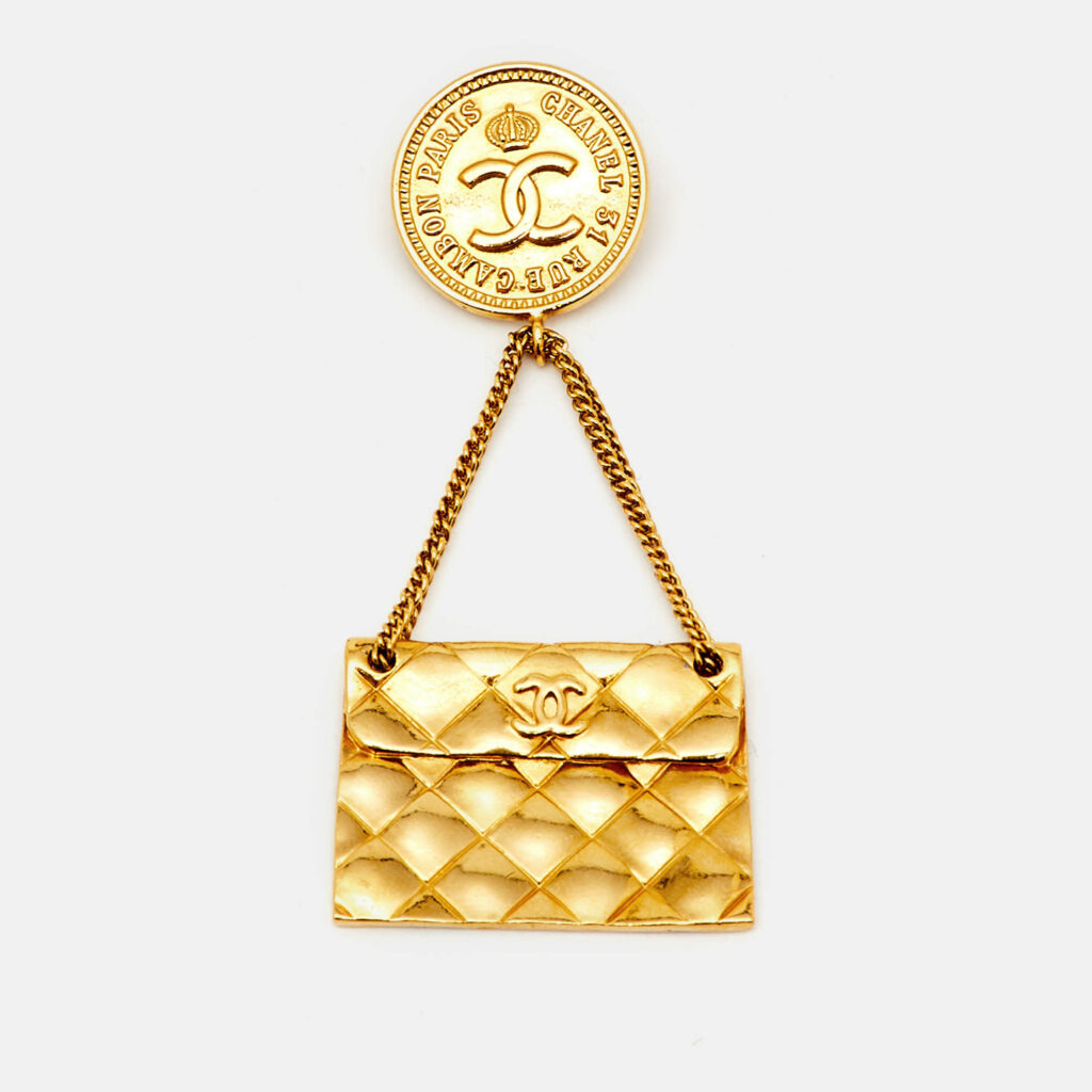 luxury-women-chanel-used-accessories-p1166945-003 Chanel Hanging Flap Bag Motif Gold Tone Pin Brooch