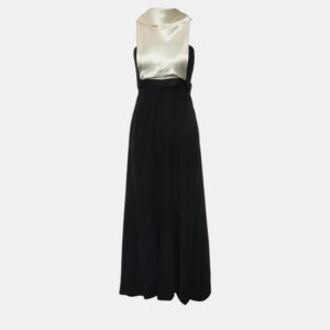 Chanel Vintage Satin Cowl Neck Two-Tone Midi Dress M