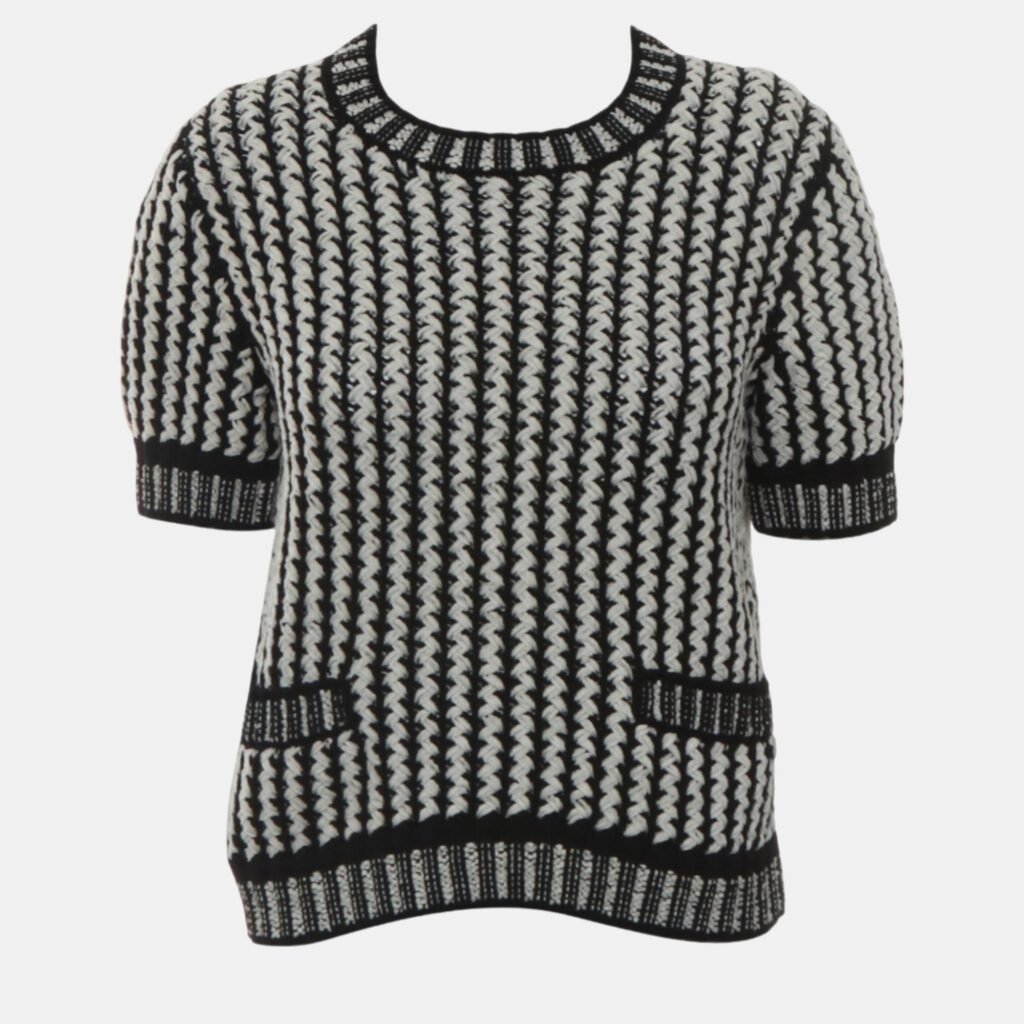 Chanel Patterned Knit Pullover Top M