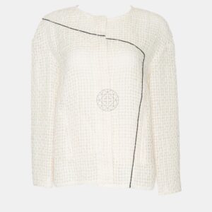 Chanel Cream Monochrome Mesh Jacket L