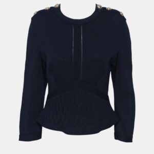 Chanel Blue Knitted Long Sleeve Top S