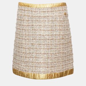 Chanel Gold Metallic Tweed Skirt S