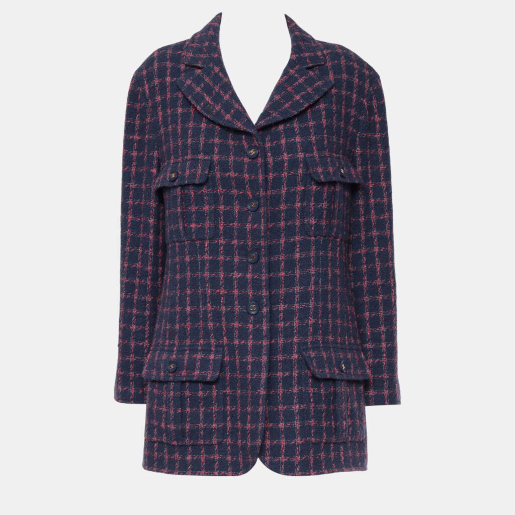 Chanel Blue Vintage Tweed Blazer XL