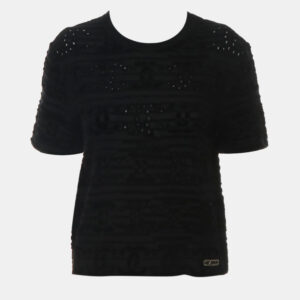 Chanel Black Cotton, Acetate Logo Top XS