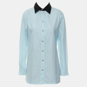 Chanel Blue Cotton Stripes Shirt FR Women 34