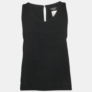 Chanel Black Textured Crepe Sleeveless Top M