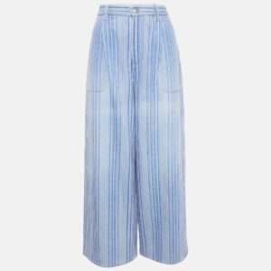 Chanel Purple/Multicolor Stripe Cotton Wide-Leg Pants M