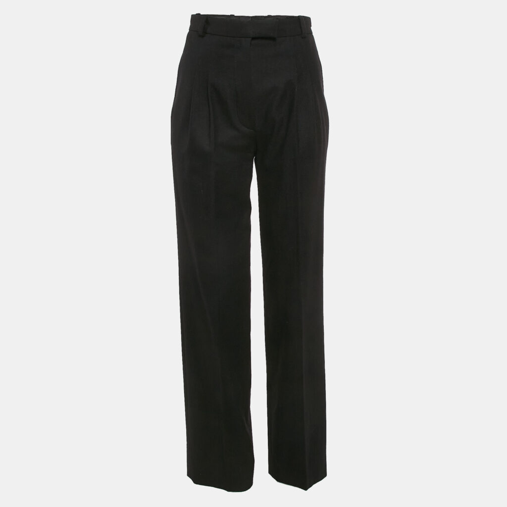 luxury-women-chanel-used-clothes-p1113782-001 Chanel Black Wool Straight Leg Trousers S