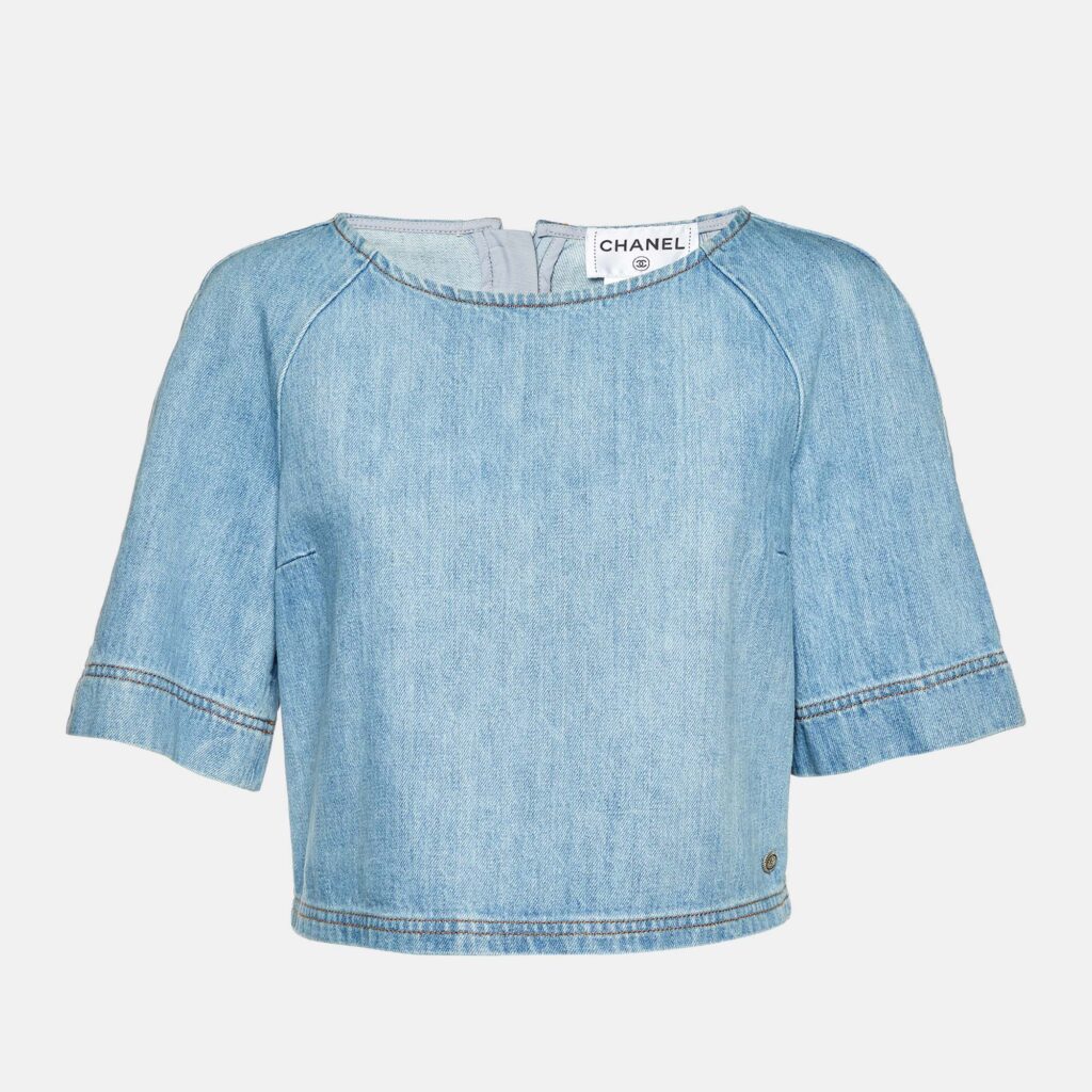luxury-women-chanel-used-clothes-p1124897-004 Chanel Blue Denim Crop Top M